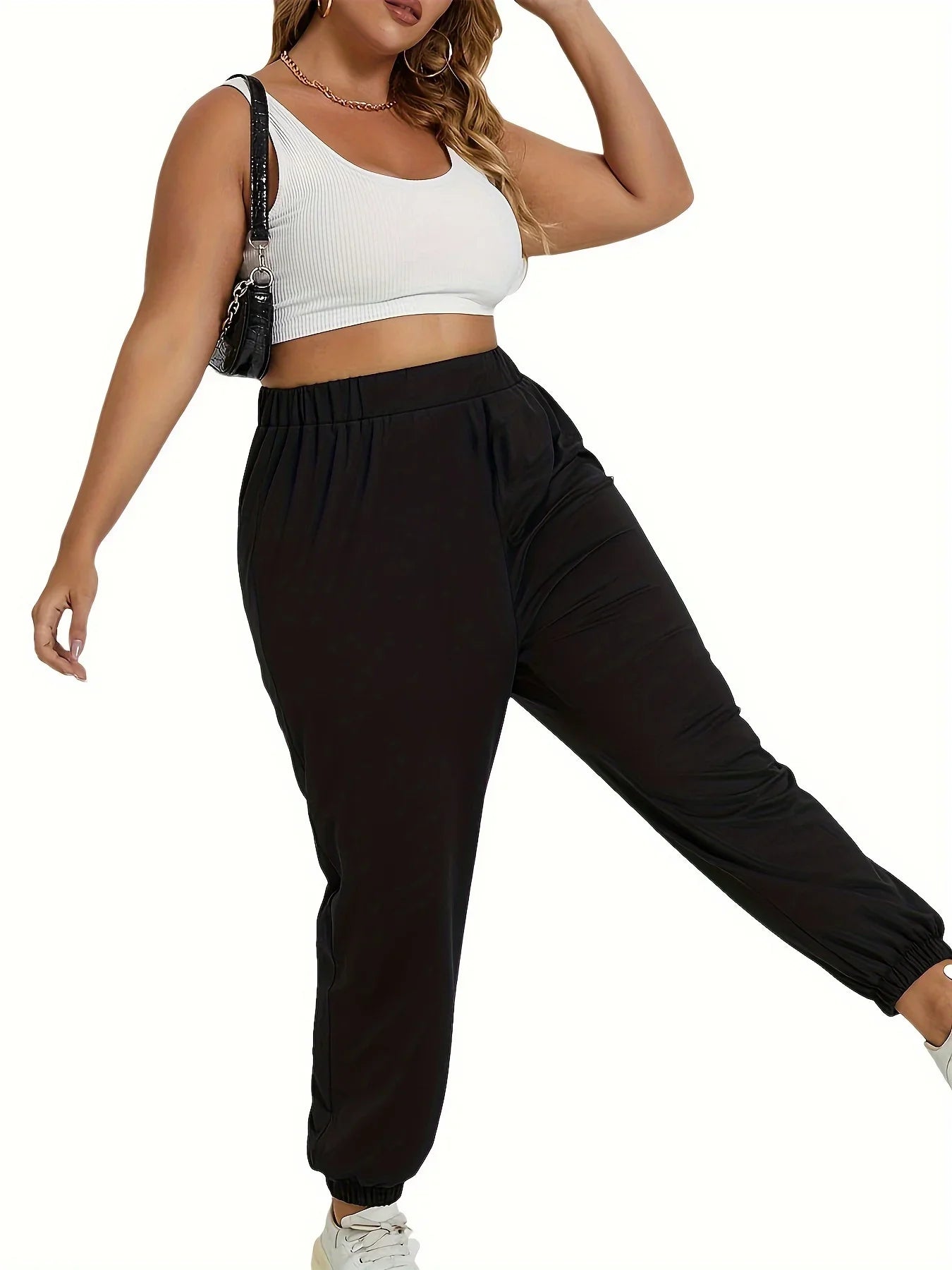 Women's plus size knitted fabric casual paragraph leggings
