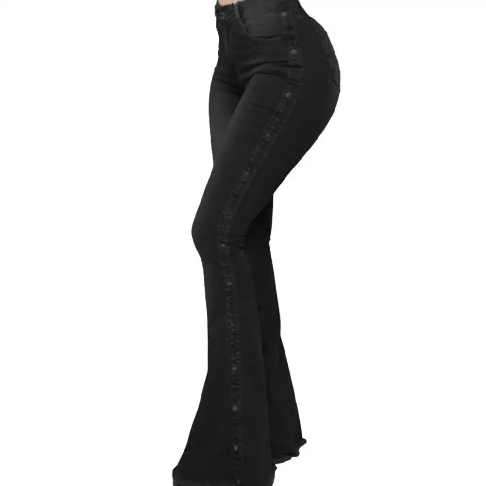 Mid Waisted Stretch Flare Jeans Women Denim Pants