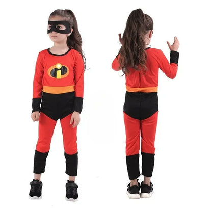 Anime Girl Mr Incredible 2 Cosplay Costume Gilr Halloween Costumes Boy Superhero Fancy Dress Up Red Jumpsuit with Mask