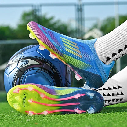 New Men Soccer Shoes Outdoor Sport Football Boots Training Breathable Match Boys Adult Cleats Non Slip Long Spikes Comfortable