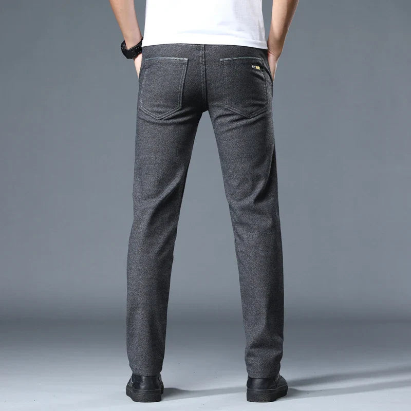 Classic Soft Grinding cotton Pants Men Business Casual Pants 2023 Autumn New Straight Slim Fashion Gray Black Brand Trousers