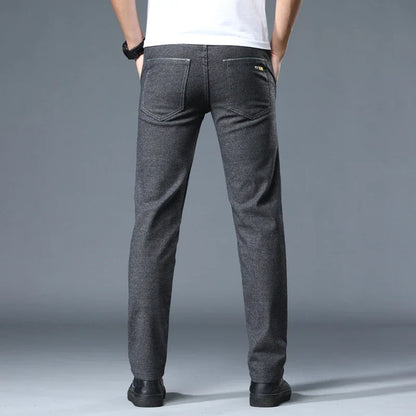 Classic Soft Grinding cotton Pants Men Business Casual Pants 2023 Autumn New Straight Slim Fashion Gray Black Brand Trousers