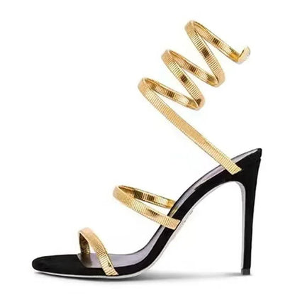 Sexy Crystal Ankle Strap Heels Sandals Women Summer Street Style Open Toe Thin High Heels Party Banquet Prom Luxury Shoe