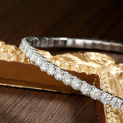 3.84-6.4ct D VVS1 Moissanite Tennis Bracelet 2.5mm/3mm s925 Sterling Silver Elastic Tennis Bracelets for Women Men