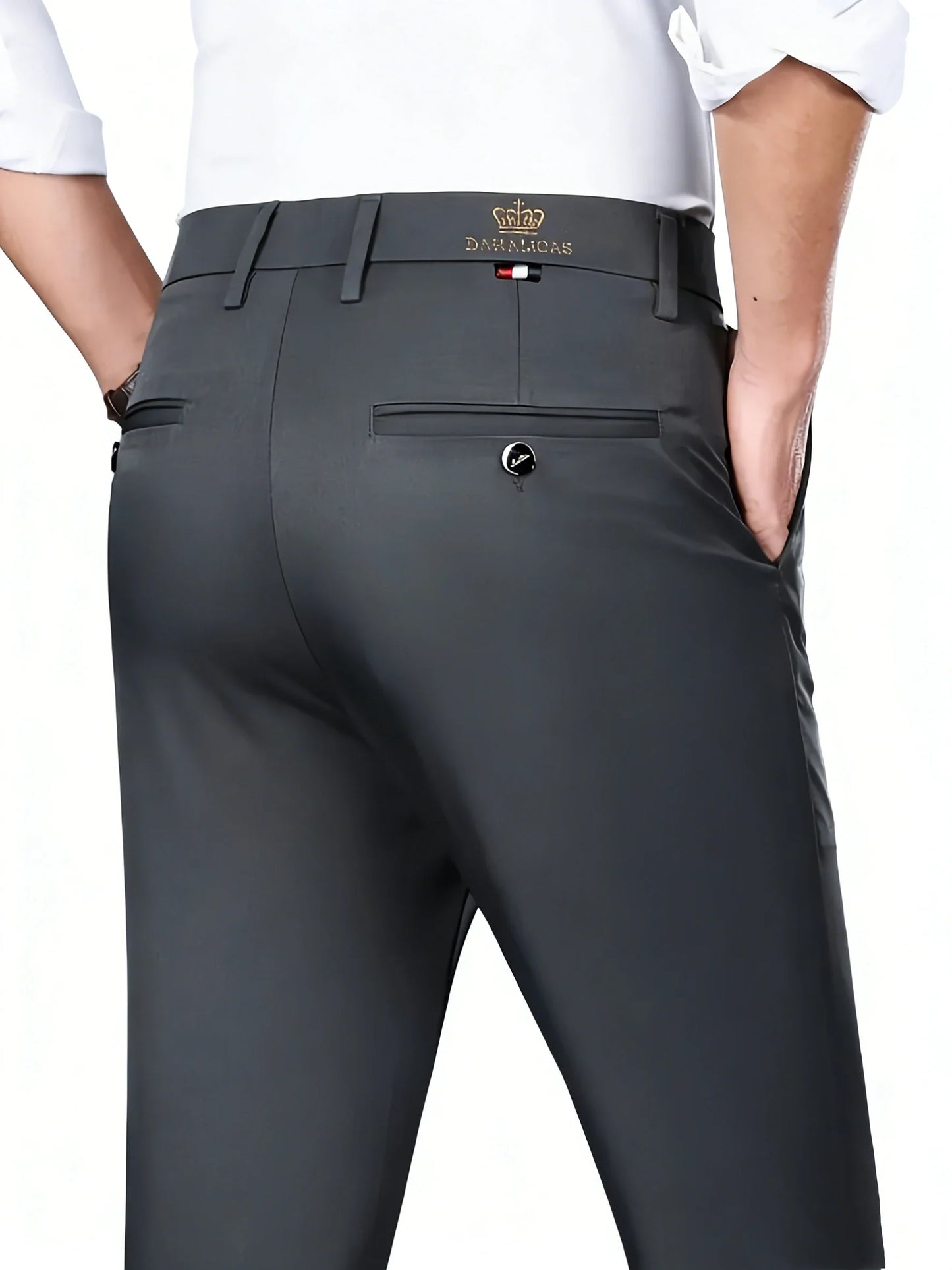 Men's 2-Pack Slim Fit Stretch Dress Pants, Navy Blue Business Casual Trousers for Office & Daily Wear