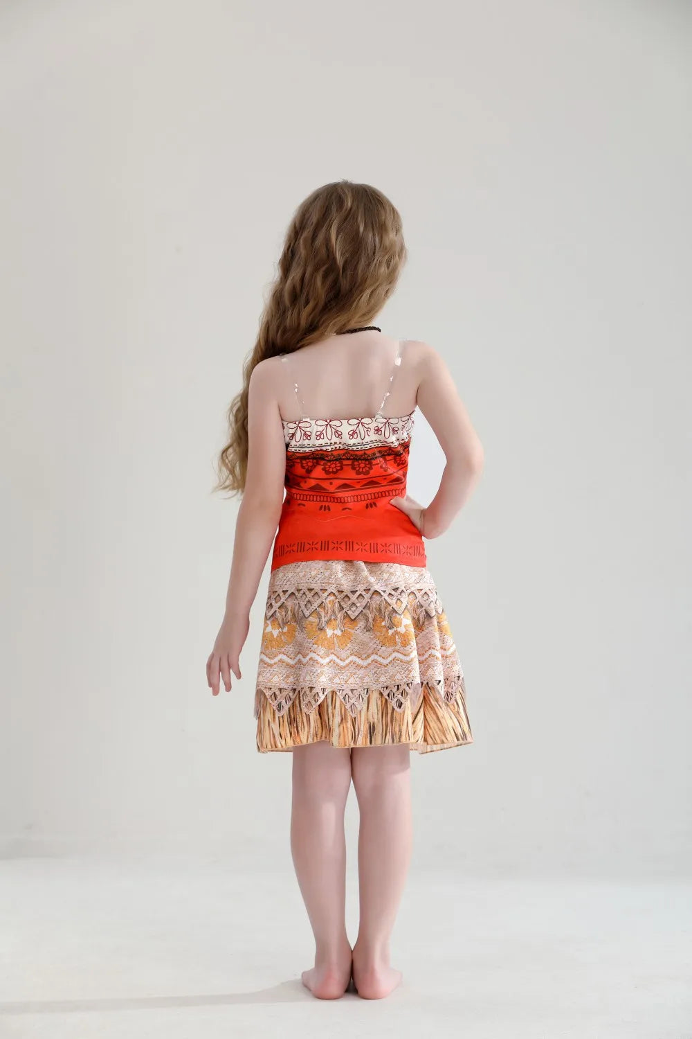 Moana Cosplay Dress For Girl New Little Girl Two Piece Suit Children Geometric Print Clothes Halloween Carnival Outfit Moana