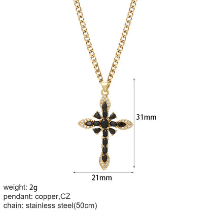 Cross Women's Pendant Collar Gold Color Our Lady Choker Jesus Necklace for Women Long Stainless Steel Chain Amulet Collars
