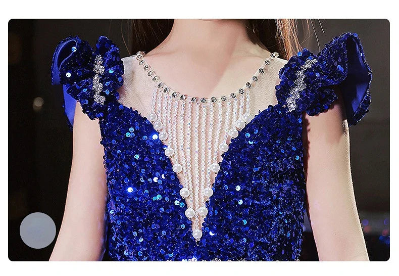 Princess Dress Sequin Evening Weddings Long Dresses Elegant Formal Ball Gown For Girls Birthday Gift 1-14Y
