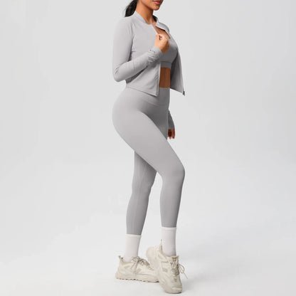 3pcs Sportswear Yoga Set Gym Sports Bra Zipper Jacket Leggings Clothes Sportswear Yoga Suits For Women Fitness Set Tracksuit