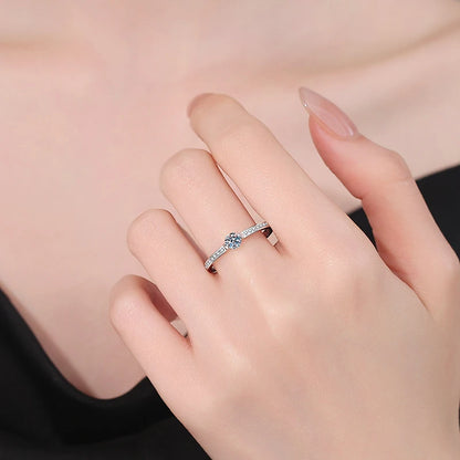 0.3ct 4mm D VVS1 Moissanite Rings for Women Sparkling Wedding Eternity Bands S925 Sterling Silver Jewelry Classic Ring