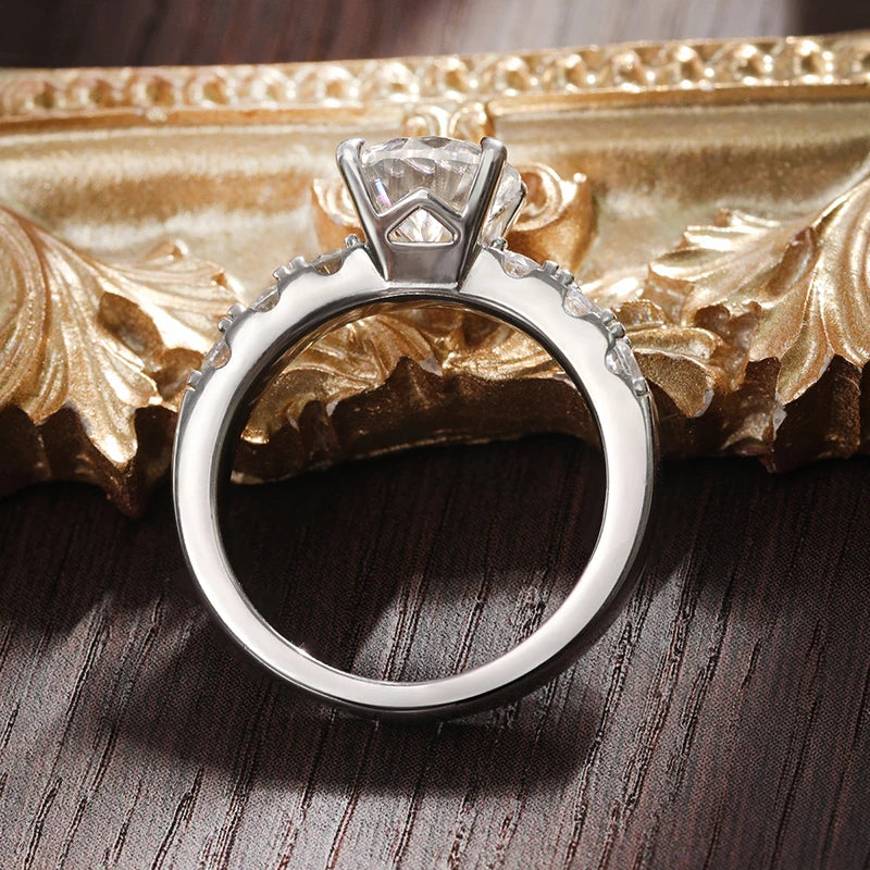 D VVS1 2ct Moissanite Rings for Women Engagement Wedding Brilliant Lab Diamond Band with GRA s925 Sterling Silver Ring