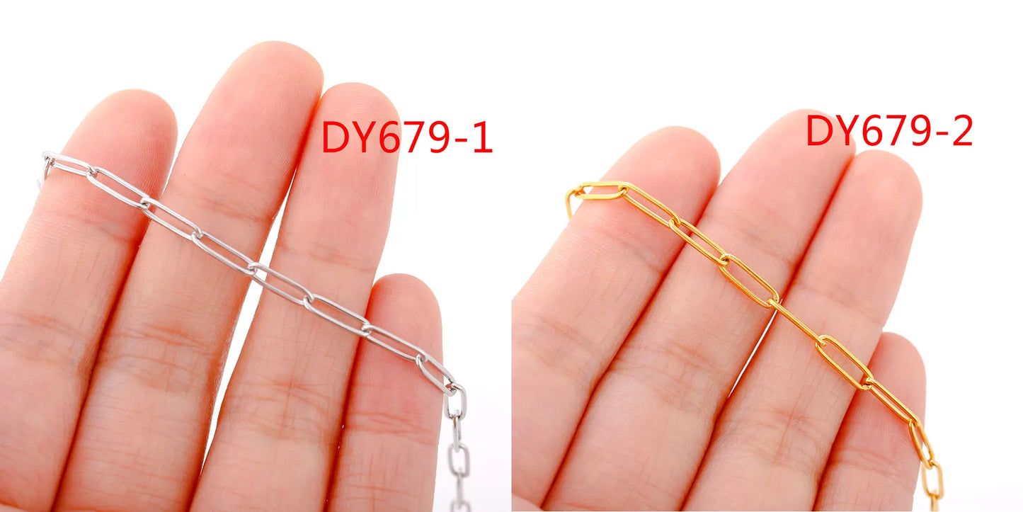 5pc 18K Gold Color PVD Plated Stainless Steel Cuba Cross O Ripple Twisted Chain Necklace Adjustable Chain DIY Necklace Wholesale