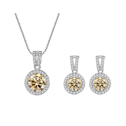 2ct total Moissanite Jewelry Set Sterling Silver 925 Necklace Earrings Fine Jewerly Wedding Set Pass Dismond Tester