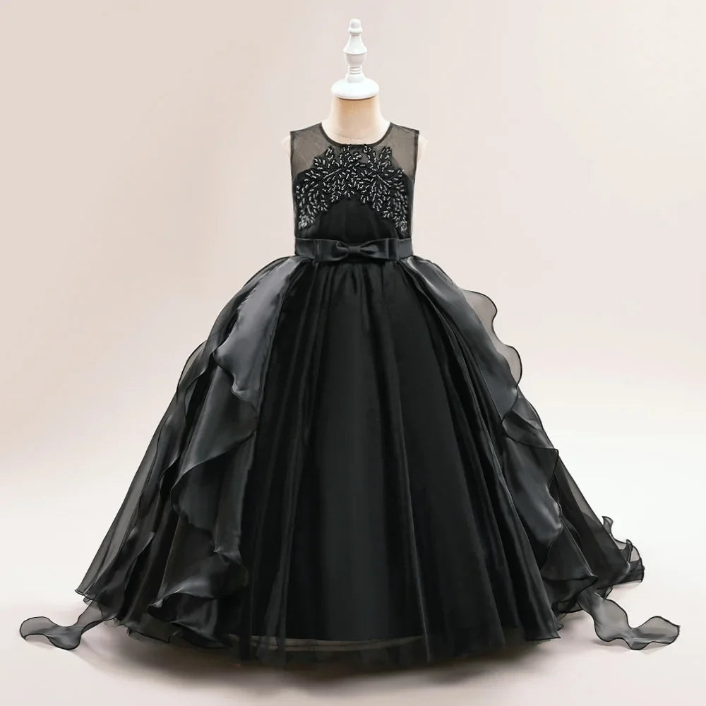Summer Baptism Bridesmaids Girls Party Dress Elegant Tulle Wedding Princess Prom Dress For Girl Gala Birthday Christmas Vestidos