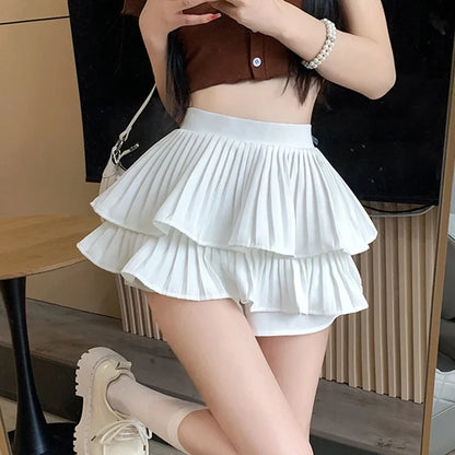Women Casual Beach Vacation Mini Skirt High Waist Office Slim A-line Skirt Sweet Ruffles Skirt For Women Summer 2025