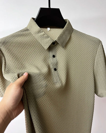 Upto EUR Sizes Tall Man Brand Top-Quality Men's Golf Shirt Lop-up Hollow Short-sleeved Polo Shirt SummerIce Silk Breathable Tee
