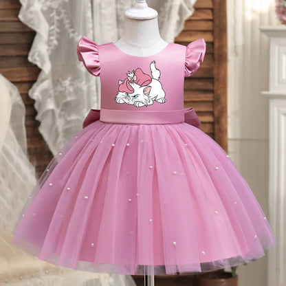 Toddler Girl Red Princess Dress Baby Girl 1st Birthday Party Tutu Gown Backless Bow Beading Xmas Costume