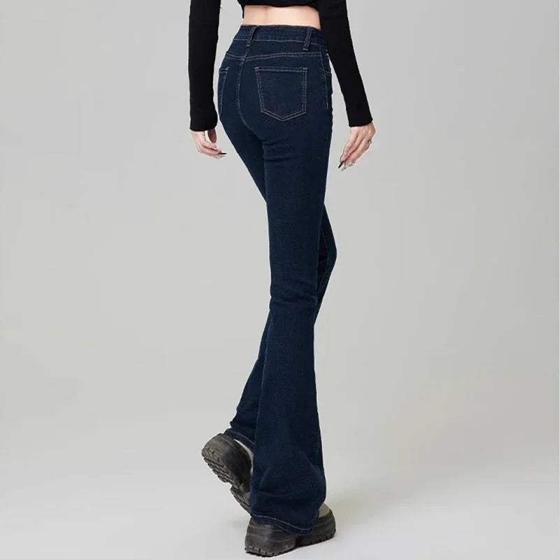Woman Korean High Waist Grunge Flare Jeans