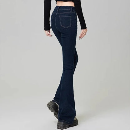 Woman Korean High Waist Grunge Flare Jeans