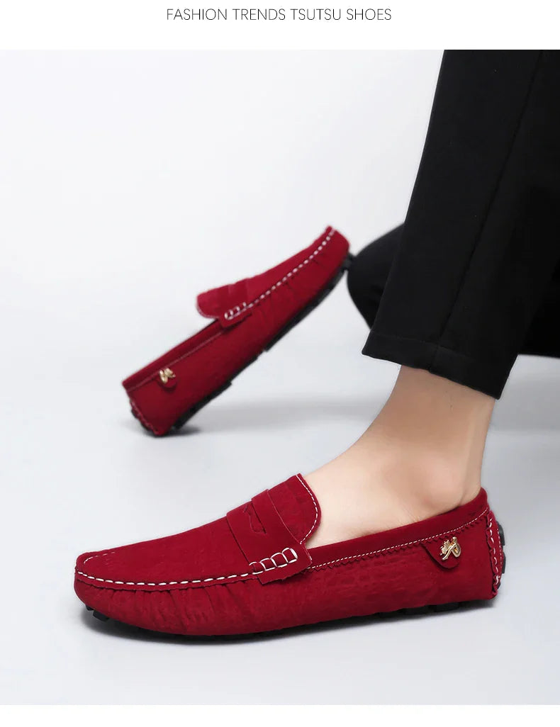 2025 Novos Sapatos Gorro Feitos à Mão Masculinos de Luxo Leve Estampa Crocodilo Tendência Mais Fácil de Combinar Slip-On Loafers Preguiçosos Sapatos da Moda para Dirigir Masculinos e Femininos
