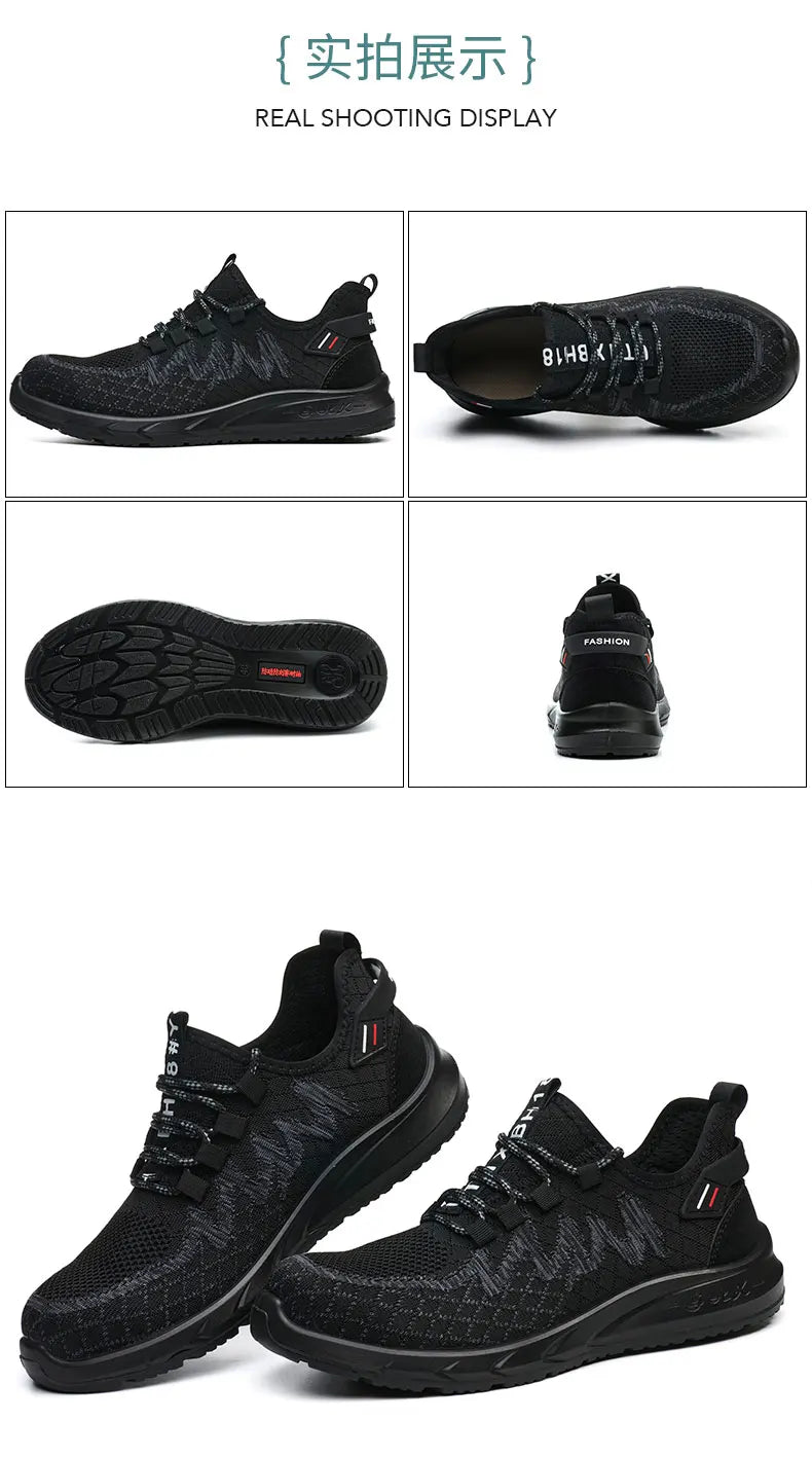 Lightweight Safety Shoes Men Steel Toe Sneakers Puncture Proof Breathable Work Safety Boots Man Comfy Construction Work Shoes