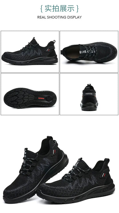 Lightweight Safety Shoes Men Steel Toe Sneakers Puncture Proof Breathable Work Safety Boots Man Comfy Construction Work Shoes