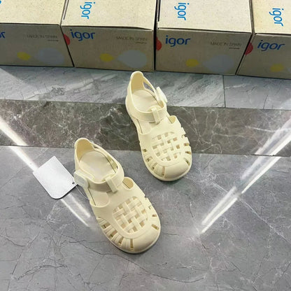 Boys Girls' Solid Color Casual Baotou Roman Sandals Baby Kids Jelly Beach Shoes Children's Soft Sole Non-slip Sandals SO125