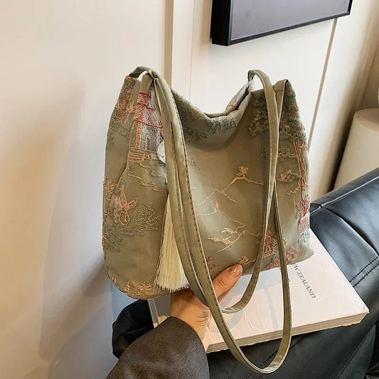 Hot Selling Chinese Style Embroidered Fashionable Women's Shoulder Bag 2026 Summer New Trend Large Capacity Handbag