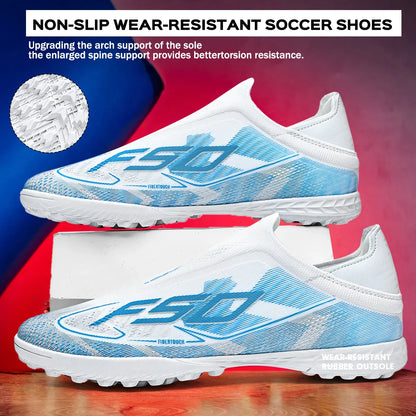 Professional TF Soccer Boots Unisex Youth Adult PU Fabric Upper Rubber Sole Non-slip Training Cleats
