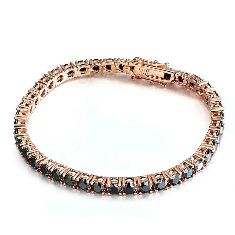 TY 3mm 4mm Black Moissanite Tennis Bracelet Full Diamond 925 Sterling Silver Plated 18k Hiphop Bracelets for Women Man
