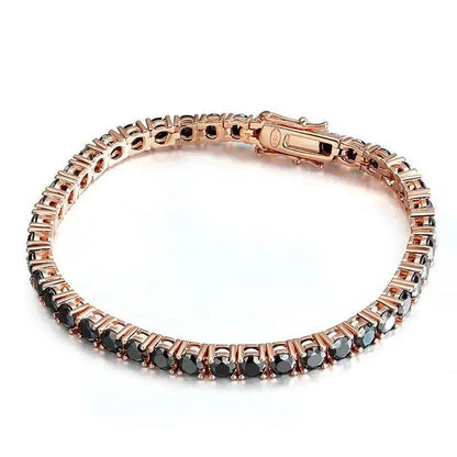 TY 3mm 4mm Black Moissanite Tennis Bracelet Full Diamond 925 Sterling Silver Plated 18k Hiphop Bracelets for Women Man