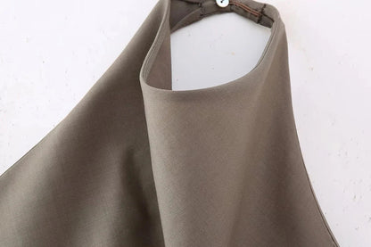Womens Satin Halter Neck Top Asymmetrical Hem Sleeveless Blouse Elegant Party Club Summer Streetwear Crop Top