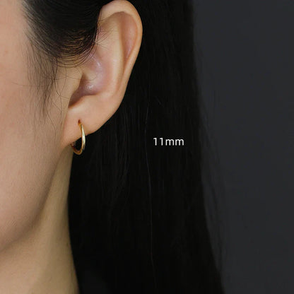 925 Sterling Silver Minimalist Glossy Circle Hoop Earrings for Women Fashion Simple Ear Bone Piercing Jewelry Accessories