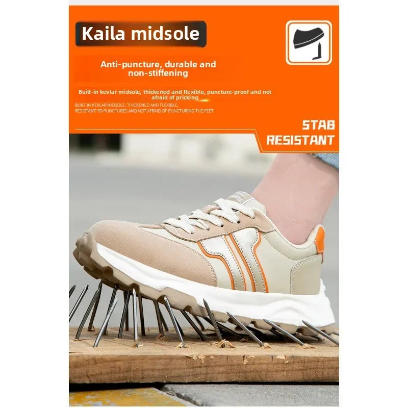 New Women's Safety Shoes with Anti Smashing and Anti Piercing Lightweight Soft Sole and Steel Toe Caps for Work Shoes