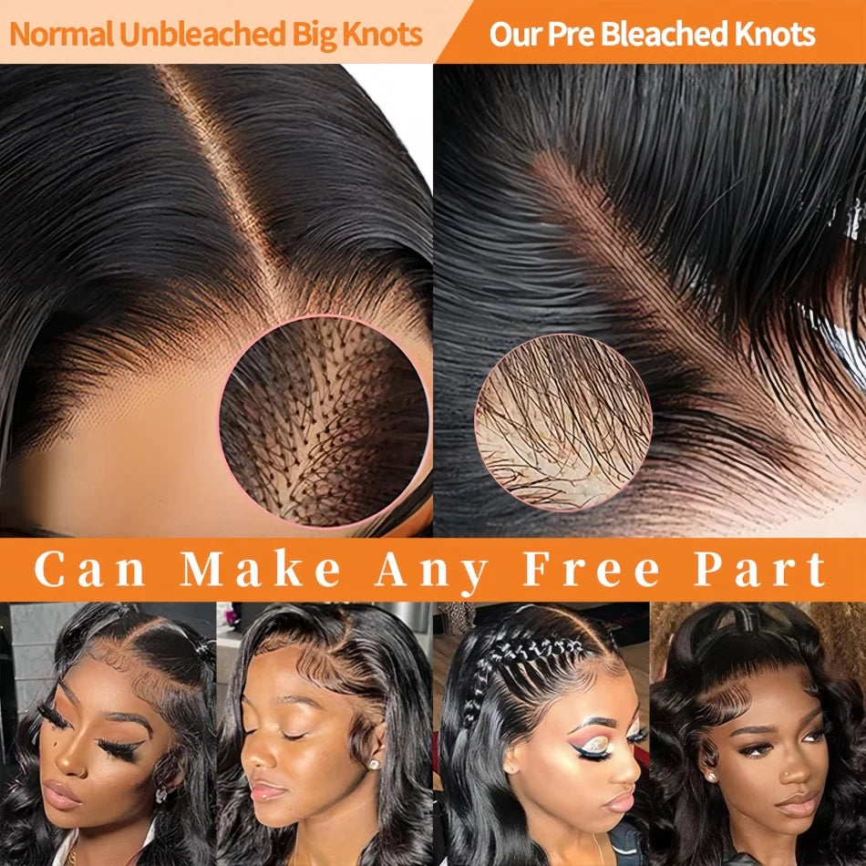 260% Density 13x6 Body Wave Lace Front Wigs Human Hair Pre Plucked 13x4 HD Transparent Lace Frontal Wigs Glueless Human Hair Wig