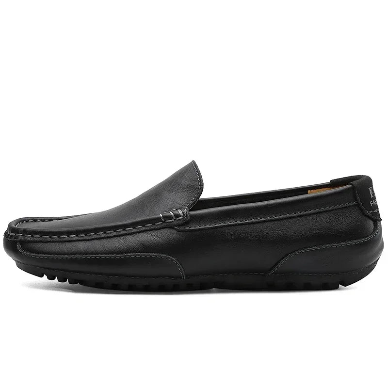 Genuine Leather Men Casual Shoes Luxury Brand Breathable Slip on Black Driving Shoes Soft Men Loafers Moccasins Plus Size 37-47