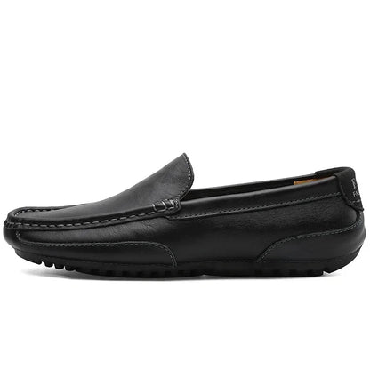 Genuine Leather Men Casual Shoes Luxury Brand Breathable Slip on Black Driving Shoes Soft Men Loafers Moccasins Plus Size 37-47