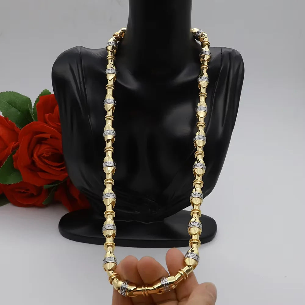 60cm 24in Punk Thick Chain Bicolor Gold-Plated Necklace For Men Women Hip Hop Luxury Copper Chain Dubai Jewelry Neck Party Gift