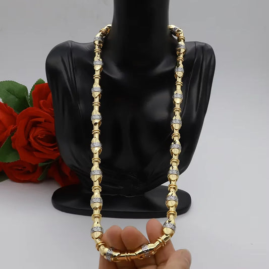 60cm 24in Punk Thick Chain Bicolor Gold-Plated Necklace For Men Women Hip Hop Luxury Copper Chain Dubai Jewelry Neck Party Gift