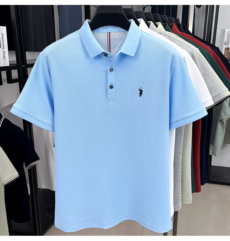 High end brand 100% cotton short sleeve polo shirt men luxur pony embroidery comfort breathable fashion T-shirt summer new top