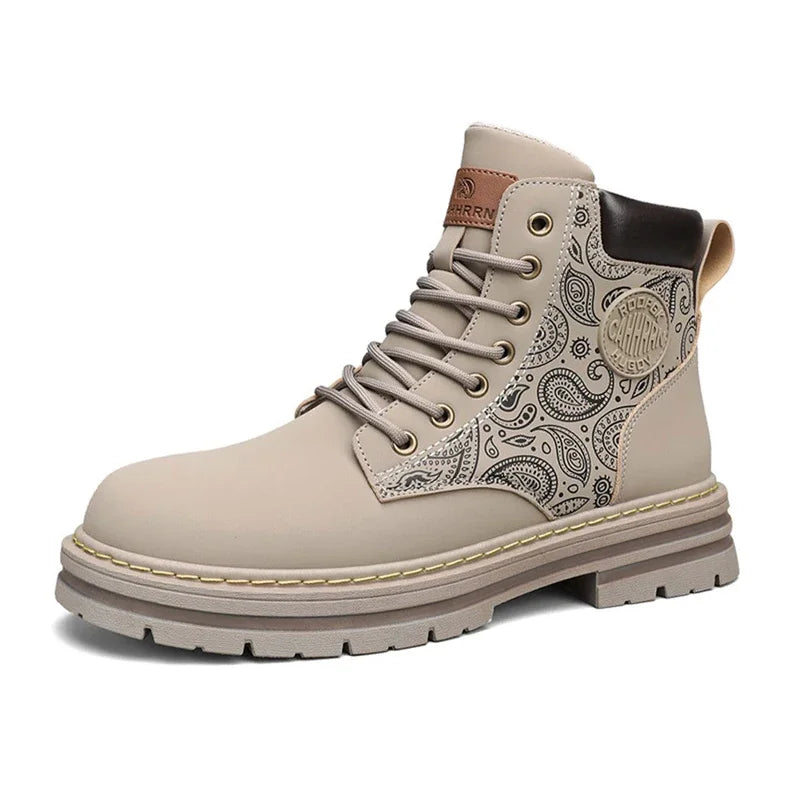 Four Seasons Men's Professional Motorcycle Riding Boots Large Size High Top Casual Leather Boots Fashion British Anti-skid Boots