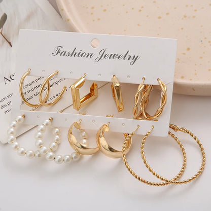 European Personality Exaggerated Geometric Stud Earrings Set Women Fashion Temperament Party Jewelry Wholesale