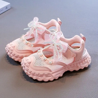 Girls' princess sandals summer 2026 new children's Baotou foreign pearl single mesh shoes for children mesh sneakers