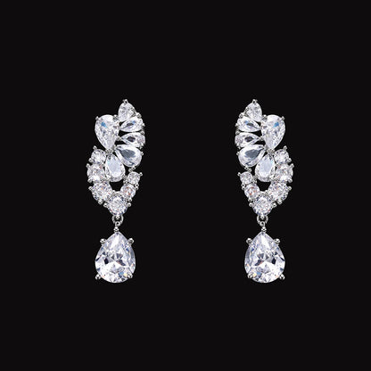 Luxury 4 Pieces Necklace Earrings Set Big Colorful CZ Zircon Wedding Bridal Jewelry Set Dubai Women Gift