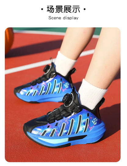 Children‘s Basketball Shoes Non-slip Breathable Basketball Training Sneakers Lace-up Boys Girls Sports Shoes Kids Athletic Shoes