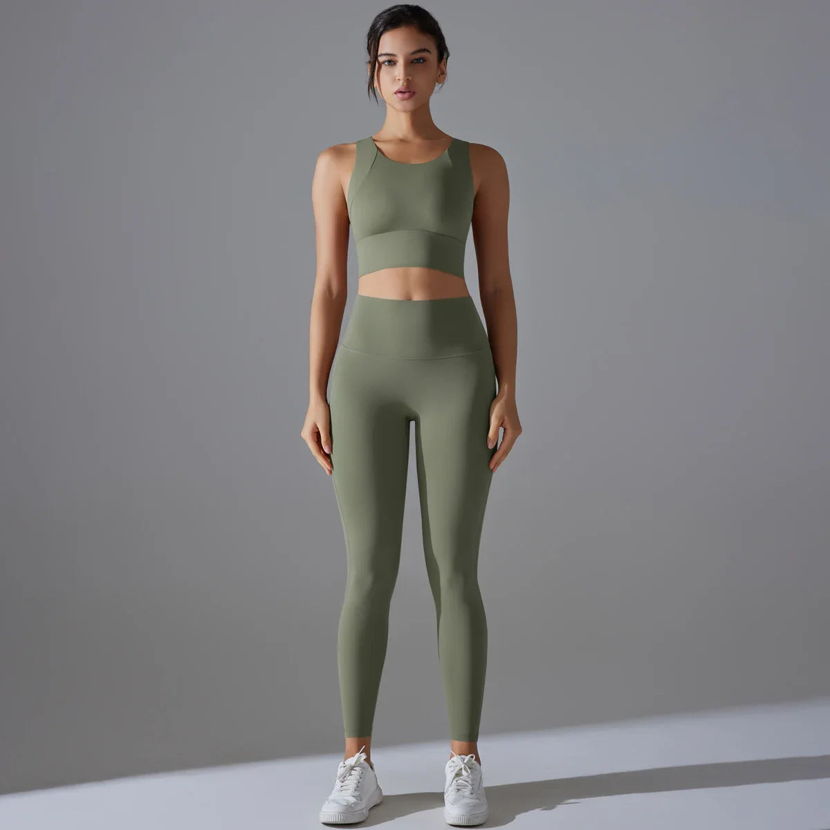Yoga Set Women's tracksuit Women Fitness Crop Top Shockproof Sports Bras Yoga Gym Running Pants Sportswear Running Fitness Yoga