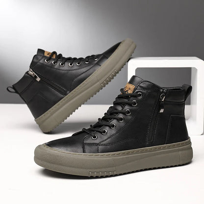 Men's Spring and Autumn Style White Sneakers, New Trendy Versatile High-Top Sneakers, Summer Fashion Casual Men's Shoes, Breathable and Durable Sneakers