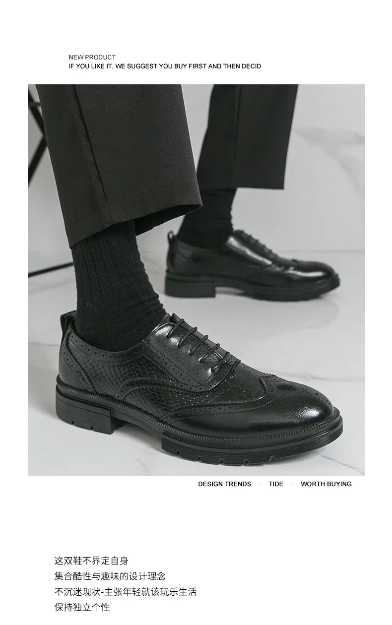 Classic Wedding Leather Shoes For Men Brogues High Quality Men's Dress Business Shoes Office Party Social Formal Shoes Male