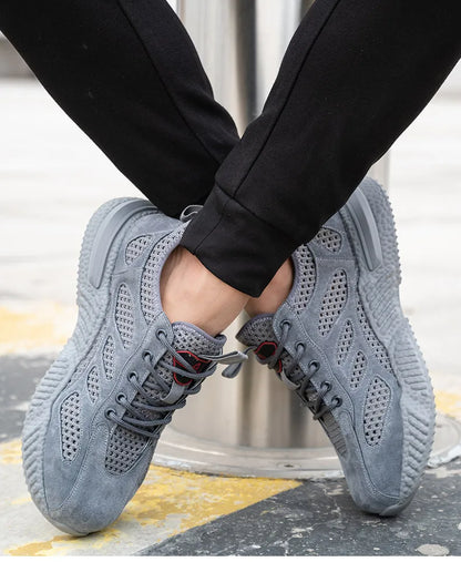 Summer Work Shoes with Protection Breathable Lightweight Safety ShoesSteel Toe Cap Working  Male Construction Work Mesh Sneakers