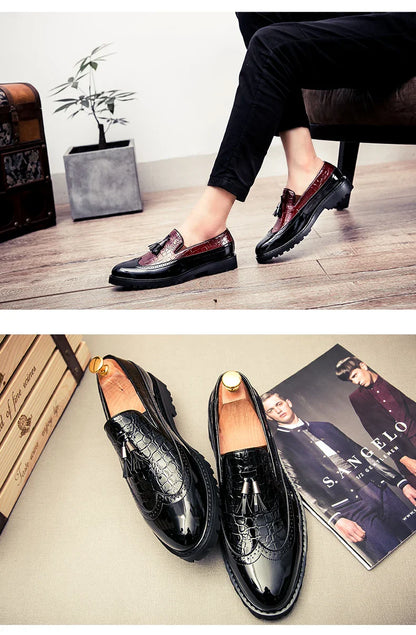High Quality Casual Business Leather Shoes Men Formal Men's Dress Shoes Classic Tassels Retro Office Social Leather Loafers Male